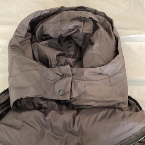 Moncler Women Flammette Down Puffer Long Jacket Hood Dark Gray size 4/ LRG  NWOT - Picture 8 of 17